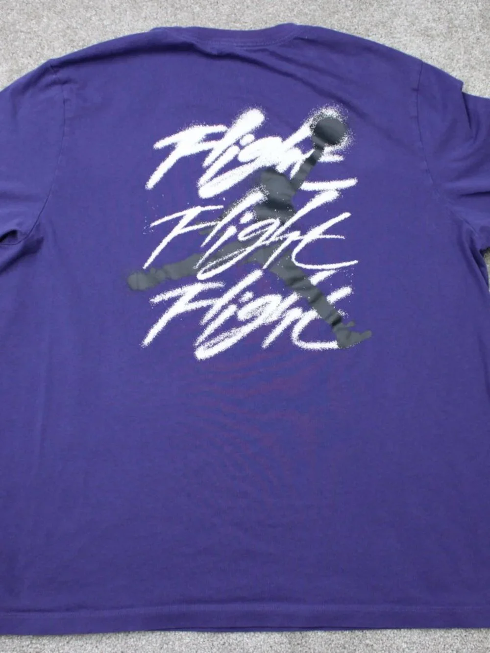 Jordan Flight Shirt Men 2XL XXL Purple Double Sided Cotton Short Sleeve Pullover